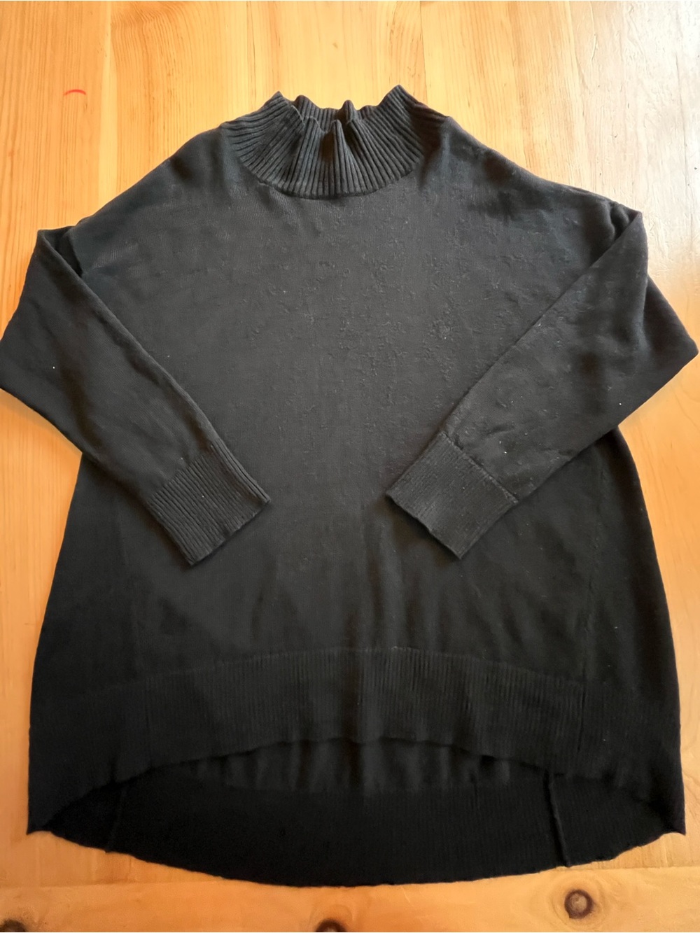 Eileen Fisher Woman 2X Black Mock Neck Sweater, 100% Extra Fine Merino